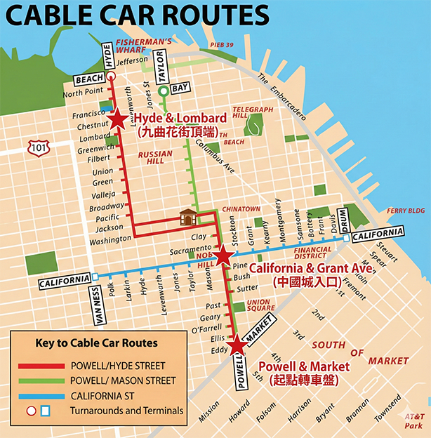 舊金山叮叮車地圖